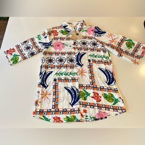 Label of Love women’s Linen Blend Floral Button Up Tunic